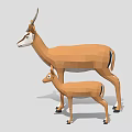Low Poly Geometric Art Of Two Antelopes Adult And Baby Standing Side By Side