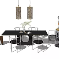 Quiet Dining Table and Chair Combination Dining Table and Chair 3d model