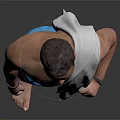 Men's Summer Casual Blue Shorts With Towel Over Shoulder Standing Barefoot On Black Background