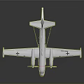 Aerospace Themed Silver Aircraft Model With German Navy Tail Insignia And Propellers