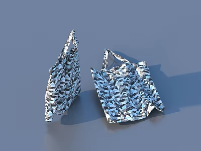 Stylish Reusable Tote Bags With Blue White Geometric Pattern Design 3d model