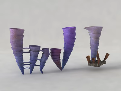 Spiral Shaped Purple Gradient Decorative Ornament Set with Textured Design for Home Decor 3d model