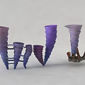 Spiral Shaped Purple Gradient Decorative Ornament Set with Textured Design for Home Decor