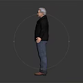Human Character 3D Model Wearing Black Jacket Gray T-Shirt Blue Jeans And Brown Shoes