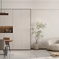 Modern Living Room Interior Design With Wooden Bookshelf Dining Table And Pendant Lights