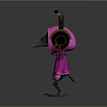 Stylish Crow Character in Pink Hoodie with Headphones 3D Model Design