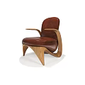Unique Design Accent Chair With Leather Upholstery And Wooden Curved Legs