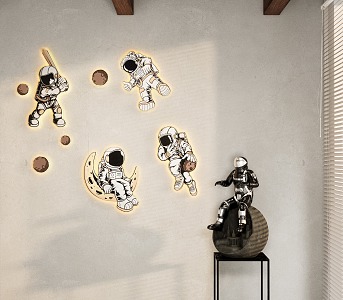 Astronaut Wall Decoration Pendant Ornament Combination 3d model