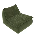 Green Velvet Lounge Chair With Curved Backrest And Comfortable Seating Design