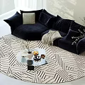 Modern Black Velvet Sectional Sofa Set For Stylish Cozy Home Living Room Interior Decoration