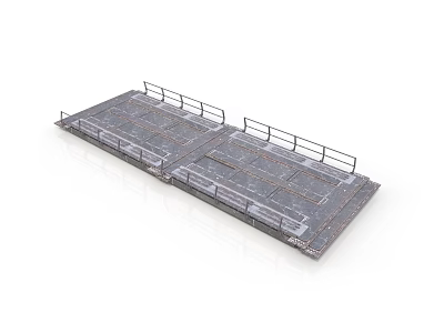 Industrial Double Metal Platform with Safety Railings and Sturdy Structure 3d model