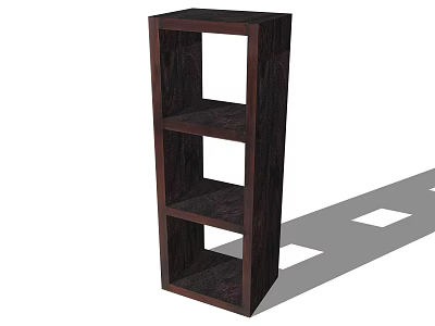 Dark Wooden Bookcase With Open Shelves And Simple Vertical Design Structure 3d model