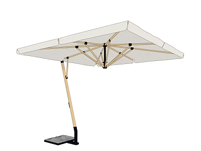 White Outdoor Canopy with Wooden Frame and Black Base for Garden Patio 3d model