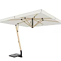 White Outdoor Canopy with Wooden Frame and Black Base for Garden Patio