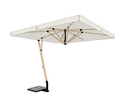 White Outdoor Canopy with Wooden Frame and Black Base for Garden Patio 3d model