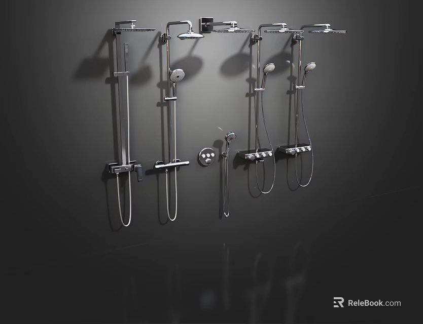 Elegant Modern Shower System With Handheld Sprayer And Rainfall Shower Head 3d model