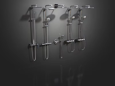 Elegant Modern Shower System With Handheld Sprayer And Rainfall Shower Head 3d model