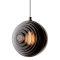 Stylish Spherical Metallic Pendant Lights With Striped Design And Warm Yellow Glow
