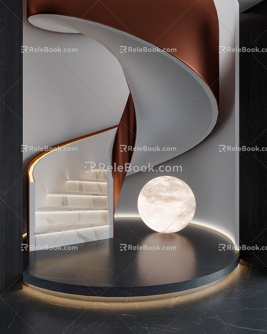 Modern revolving staircase stairwell 3d model