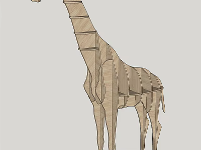 Unique Giraffe Shaped Wooden Bookcase Design With Functional Shelves For Home Decor 3d model
