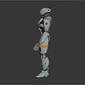 Futuristic Sci Fi Humanoid Robot Character With Silver Orange Mechanical Structure Design 3d model