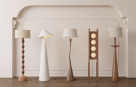 Middle style floor lamp combination 3d model