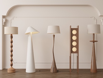 Middle style floor lamp combination 3d model