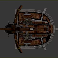 Ancient Catapult Siege Equipment With Wooden Frame Metal Components And Ropes