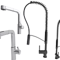 Different Modern Kitchen Faucet Designs with Flexible Hoses and Pull Down Sprayers 3d model
