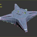 Futuristic Blue Star Shaped Spaceship Model With Robic Label And Detailed Design