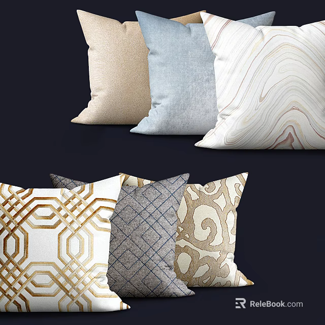 Decorative Throw Pillows With Various Patterns Colors And Textures For Home Decor 3d model