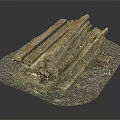 Rustic Stacked Wooden Logs Placed On Textured Natural Stone Surface With Grain