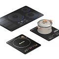 Modern Black Kitchen Induction Cooktops And Electric Hob Appliances With Pot On Countertop
