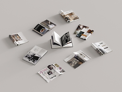 Modern Books Magazine Book Portfolio 3d model