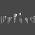Different Types Of Metal Bolts And Nuts Fasteners On Blue Background