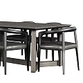 Modern Wooden Dining Table with Leather Chairs Set for Home Interior Design