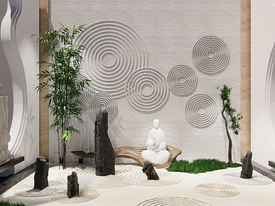 New Chinese landscape sketch rockery ornaments combination 3d model