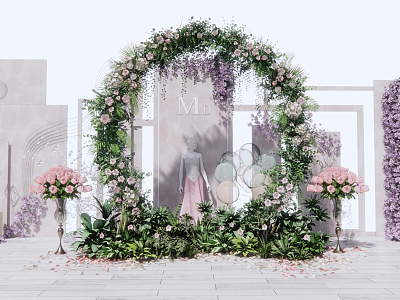 Modern Mei Chen Wedding Wreath model