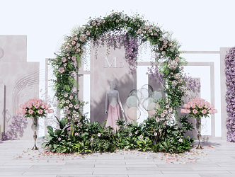 Modern Mei Chen Wedding Wreath 3d model