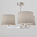Elegant Modern Chandelier With Three Neutral Fabric Drum Shades And Metal Frame
