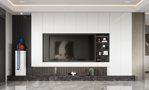 Modern TV background wall 3d model