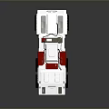 Futuristic Functional Vehicle With White And Red Exterior And Multi Wheel Structure