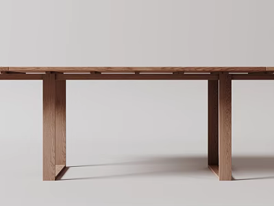Minimalist Natural Wood Dining Table Featuring Simple Structure And Sturdy Legs 3d model