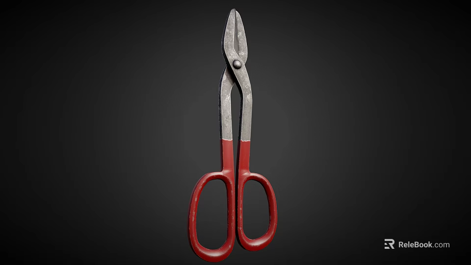 Practical Hardware Tool Scissors With Red Handles And Metal Blades For Daily Use 3d model 
