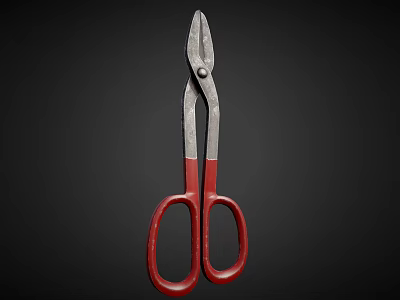 Practical Hardware Tool Scissors With Red Handles And Metal Blades For Daily Use 3d model