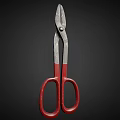 Practical Hardware Tool Scissors With Red Handles And Metal Blades For Daily Use 3d model