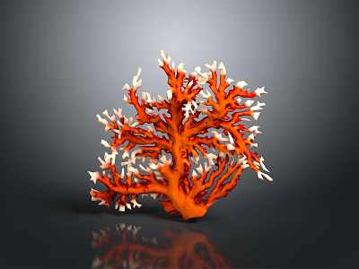Vibrant Orange And White Branching Marine Coral Structure In Underwater Scene 3d model