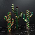 Colorful Striped Cactus Decorations for Window Display Visual Merchandising