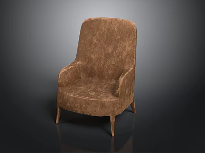 Elegant Brown Velvet Armchair With Modern Design Armrests And Slim Legs 3d model