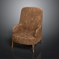 Elegant Brown Velvet Armchair With Modern Design Armrests And Slim Legs